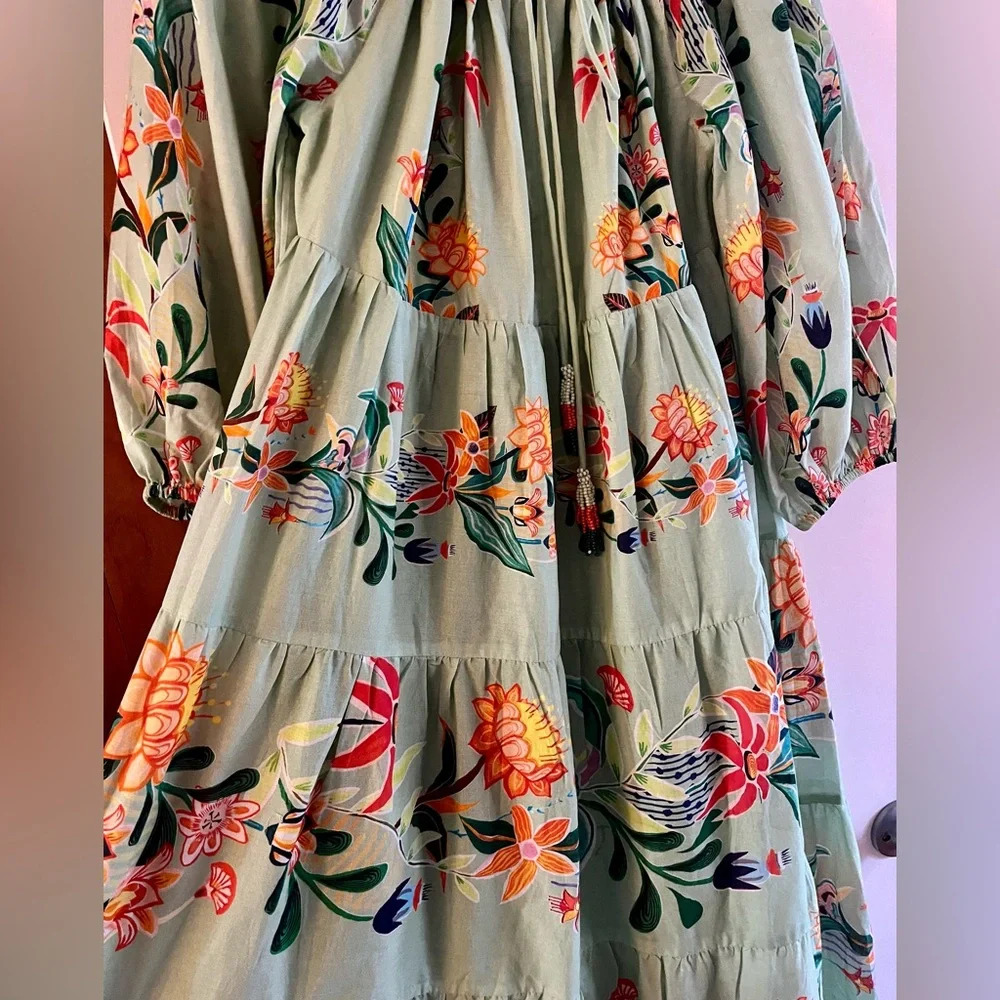 Farm Rio x Anthropologie Off-The-Shoulder Tiered Floral Midi Dress - Picture 3 of 6